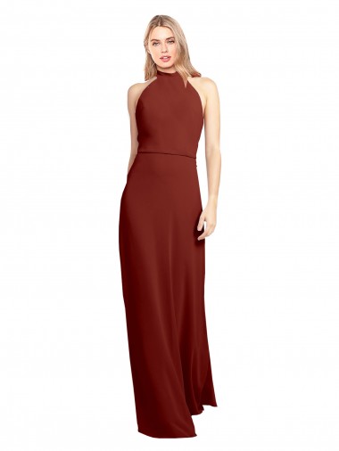 Shop Slim High Neck Halter Fitted Open Back Chiffon Bridesmaid Dress / Prom Dress Ottawa