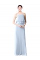 Shop High Narrow Neck Long Chiffon Bridesmaid Dress with Tiered Ruffles Ottawa