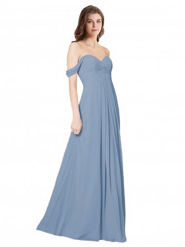 Shop Empire Waist Off the Shoulder Chiffon Bridesmaid Dress with Sweetheart Bodice Ottawa