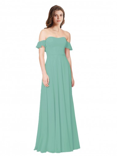 Shop Flounce Sleeves Off the Shoulder Long Chiffon Bridesmaid Dress Ottawa