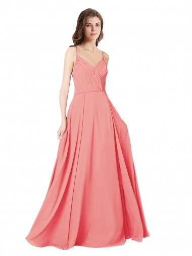 Shop Crossover Bodice Long Chiffon Bridesmaid Dress with Double Back Straps Ottawa