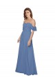 Shop Flutter Sleeves Scoop Neck Off the Shoulder Long Chiffon Bridesmaid Dress Ottawa