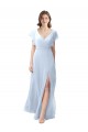 Shop Flutter Sleeves Long Chiffon Bridesmaid Dress with Daring Open Back and Side Slit Ottawa