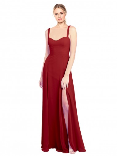 Shop Sweetheart Neckline Long Chiffon Bridesmaid Dress with Side Slit and Wide Straps Ottawa