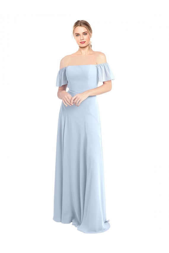 Shop Off the Shoulder Flutter Sleeves Long Chiffon Bridesmaid Dress Ottawa
