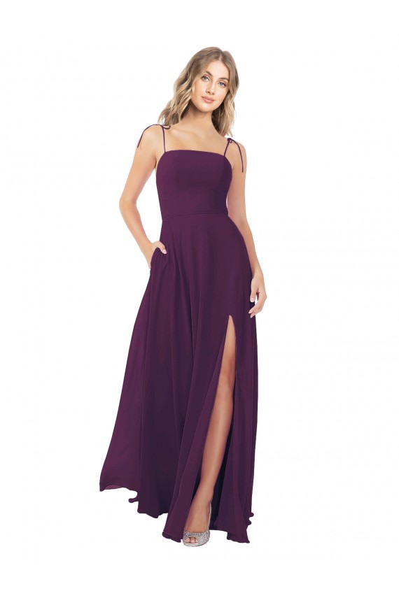Shop Chiffon Bridesmaid Dress with Front Slit and Keyhole Back Ottawa