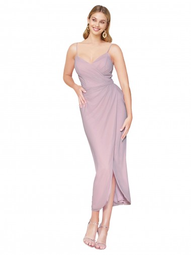 Shop Short Knee Length Chiffon Wrap Bridesmaid Dress / Cocktail Prom Dress with Straps Ottawa