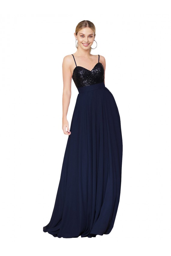 Shop Sweetheart High Neck Sequin Top Long Chiffon Bridesmaid Dress / Prom Dress Ottawa