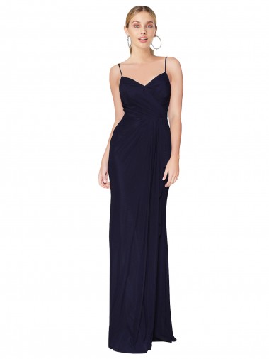 Shop Draped Spaghetti Straps Long Chiffon Mermaid Bridesmaid Dress / Formal Prom Dress Ottawa