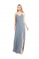 Shop Spaghetti Straps V-Neckline Long Chiffon Bridesmaid Dress with High Slit Ottawa
