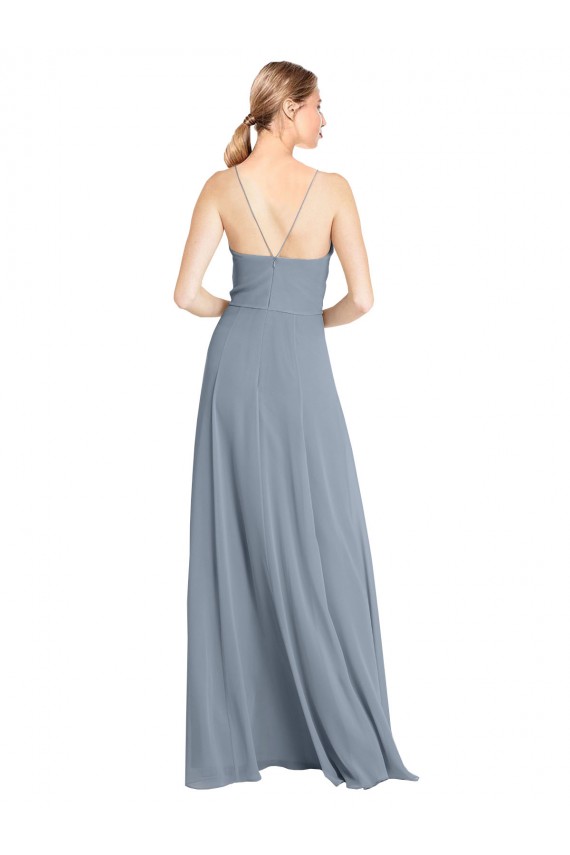 Shop Spaghetti Straps V-Neckline Long Chiffon Bridesmaid Dress with High Slit Ottawa