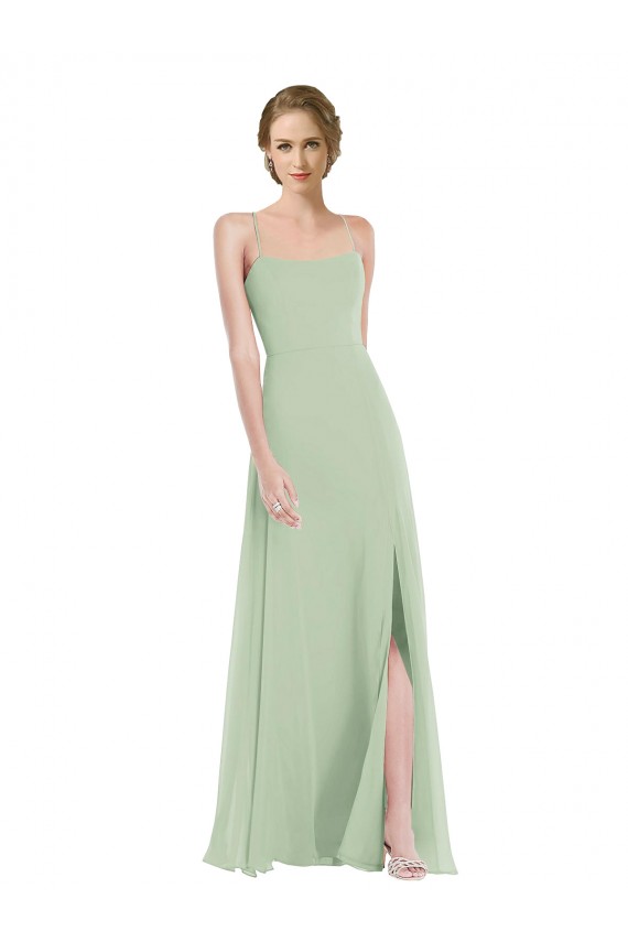 Shop Scoop Neck Tie Strap Maxi Bridesmaid Dress with Front Slit Ottawa