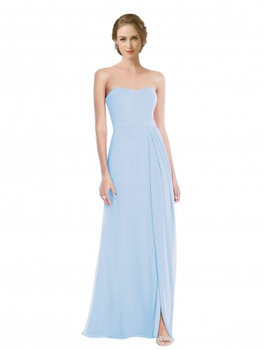 Shop Strapless Sweetheart Maxi Bridesmaid Dress with Pleated Front Slit Ottawa