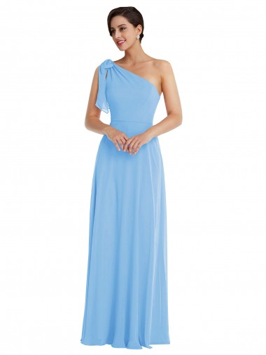 Shop Draped One Shoulder Maxi Bridesmaid Dress with Scarf Bow Ottawa