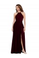 Shop Halter Spaghetti Straps Maxi Bridesmaid Dress with Front Slit Ottawa