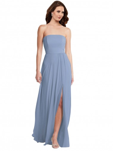 Shop Strapless A-Line Maxi Bridesmaid Dress with Front Slit Ottawa