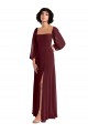 Shop Sheer Long Sleeves Chiffon Bridesmaid Dress with High Slit Ottawa