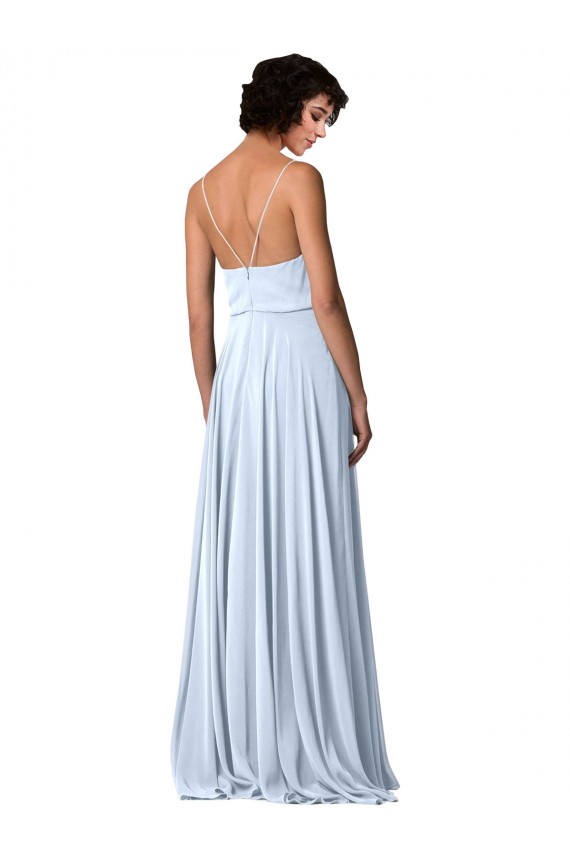 Shop V-Neck Blouson Waist Long Chiffon Bridesmaid Dress with Straps Ottawa