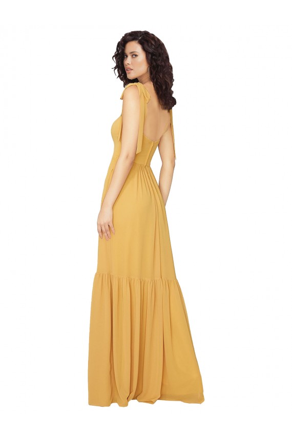 Shop Tied Strap Square Neck Long Chiffon Bridesmaid Dress Ottawa