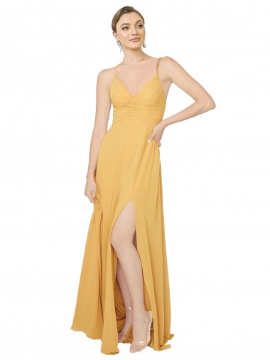 Shop Ruched Chiffon Bridesmaid Dress with Pockets & Tie Back Detail Ottawa