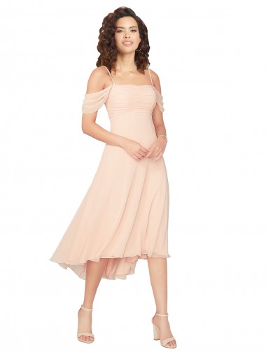 Shop Cold Shoulder Midi Length Short Chiffon Bridesmaid Dress Ottawa