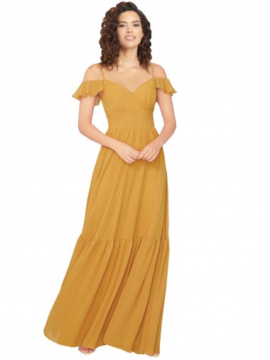 Shop Ruched Keyhole Back Boho Chiffon Bridesmaid Dress Ottawa