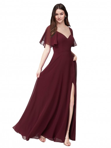 Shop Chiffon Flutter Sleeve Sweetheart Bridesmaid Dress Ottawa