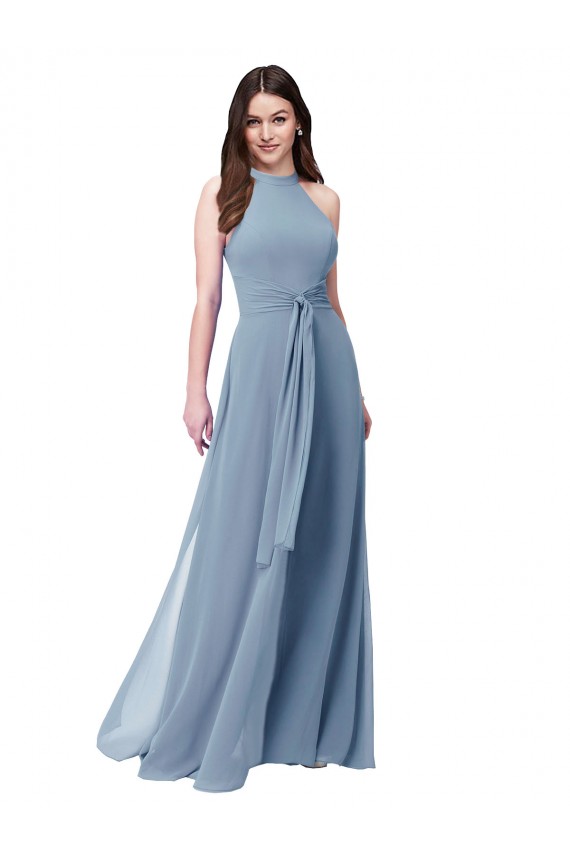 Shop Halter High Neck Chiffon Dress with Sash Ottawa