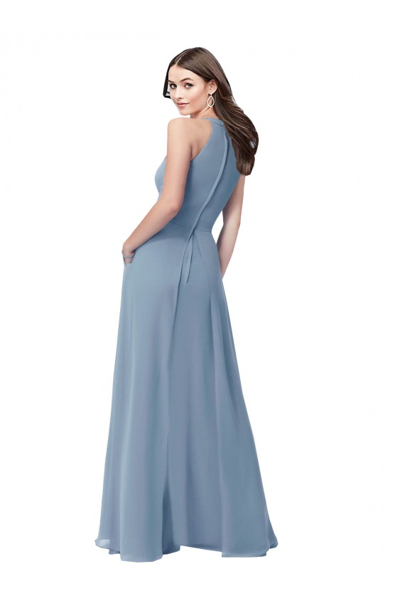 Shop Halter High Neck Chiffon Dress with Sash Ottawa