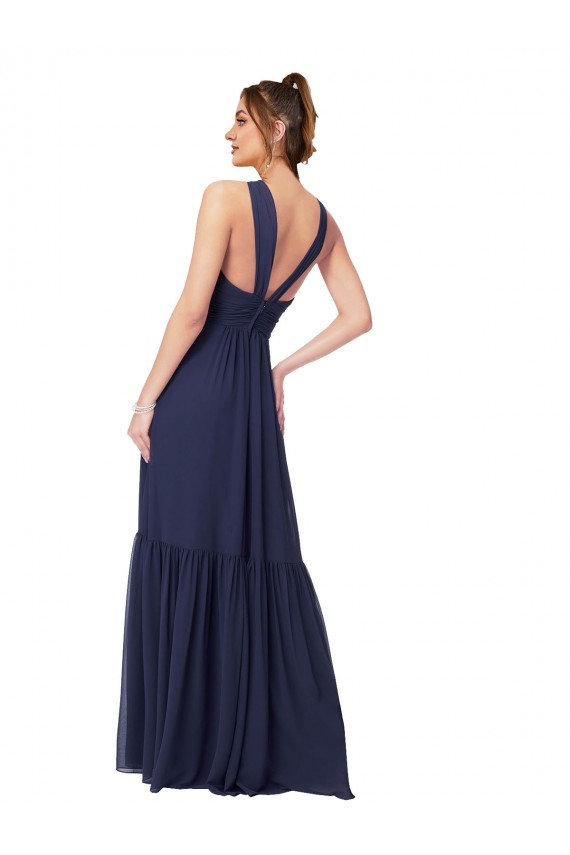 Shop Floor Length Deep V-Neck Ruched Chiffon Long Bridesmaid Dress Ottawa