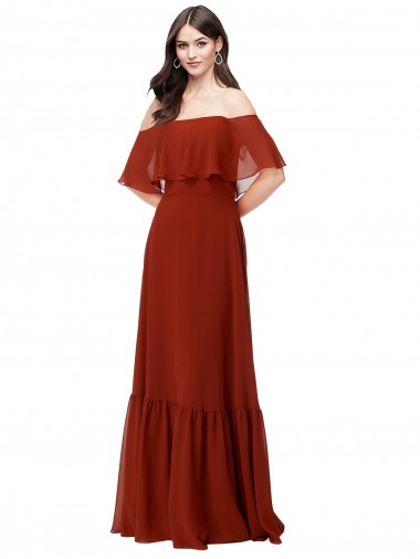 Shop Off the Shoulder Ruffle Chiffon Bridesmaid Dress Ottawa