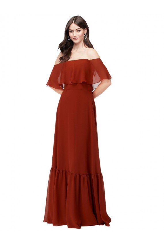 Shop Off the Shoulder Ruffle Chiffon Bridesmaid Dress Ottawa