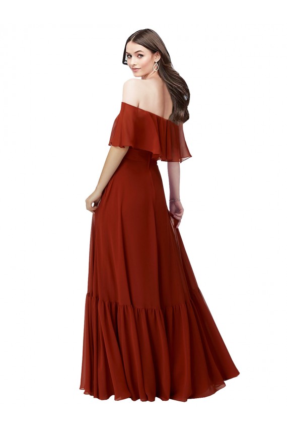 Shop Off the Shoulder Ruffle Chiffon Bridesmaid Dress Ottawa
