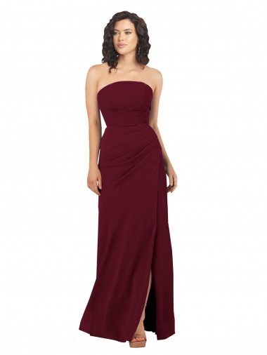 Shop Simple Strapless Chiffon Bridesmaid Dress with Rounded Neckline Ottawa