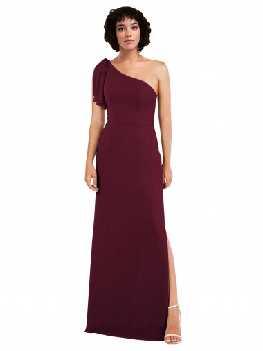 Shop One Shoulder Chiffon Formal Bridesmaid Dress with Skirt Slit and Accent Strap Ottawa