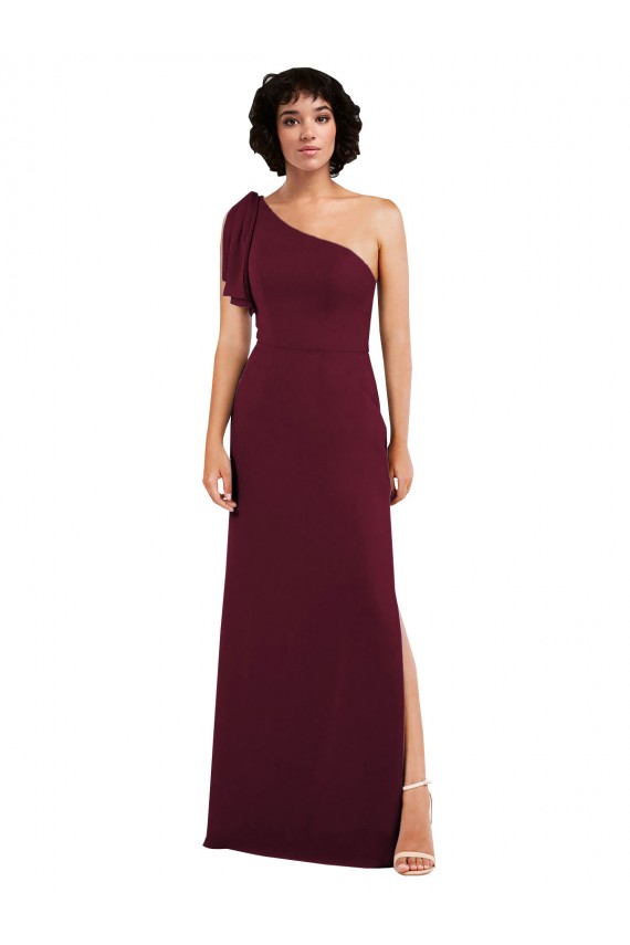 Shop One Shoulder Chiffon Formal Bridesmaid Dress with Skirt Slit and Accent Strap Ottawa