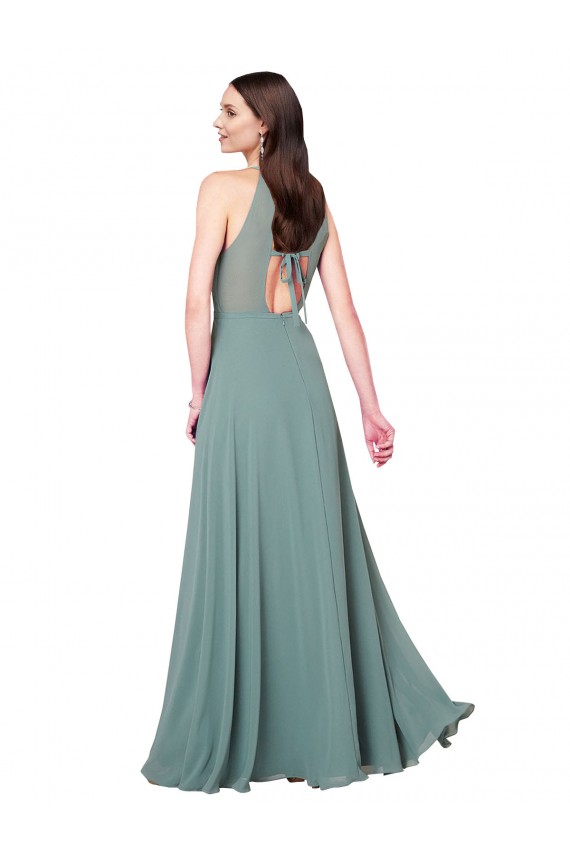 Shop Floor Length Long Chiffon Bridesmaid Dress with Double Bow Feature Ottawa