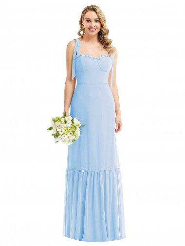 Shop Tie Shoulder Bustier Bodice Ruffle Hem Maxi Bridesmaid Dress Ottawa