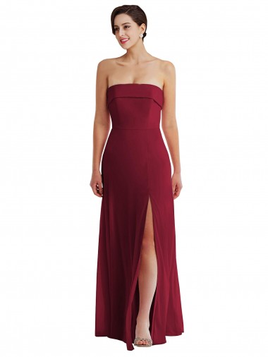 Shop Cuffed Strapless Maxi Formal Bridesmaid Dress with Front Slit Ottawa