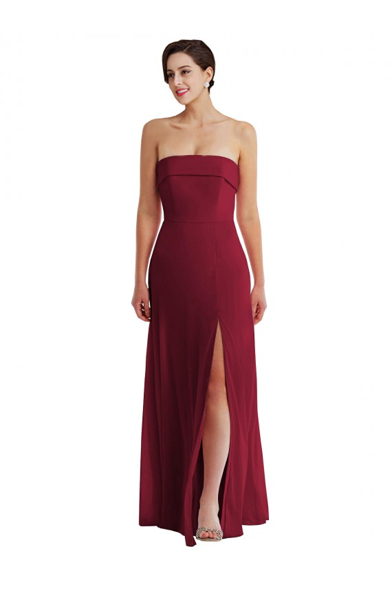 Shop Cuffed Strapless Maxi Formal Bridesmaid Dress with Front Slit Ottawa