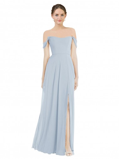 Shop Off the Shoulder Basque Neck Maxi Bridesmaid Dress with Flounce Sleeves Ottawa