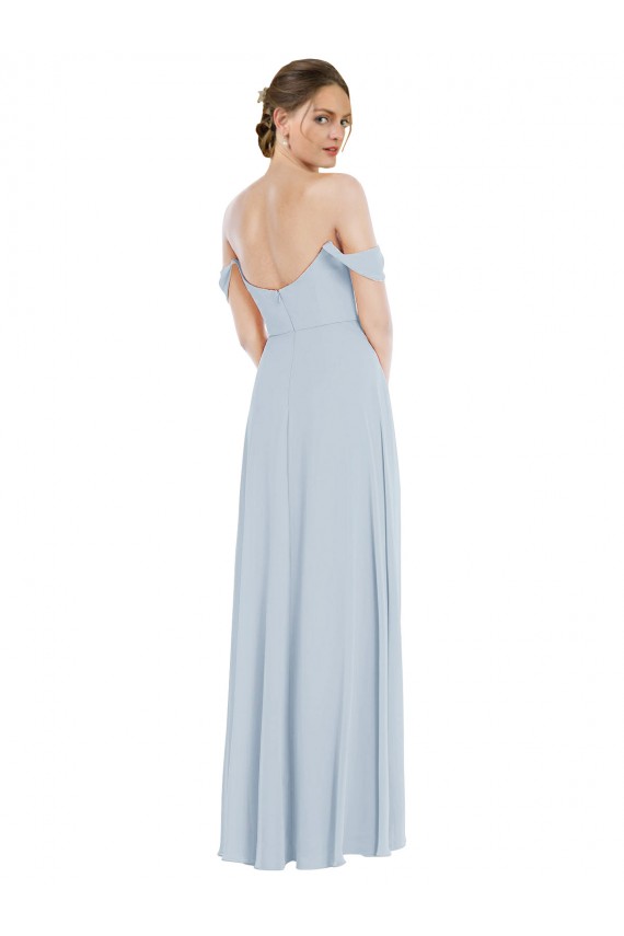 Shop Off the Shoulder Basque Neck Maxi Bridesmaid Dress with Flounce Sleeves Ottawa
