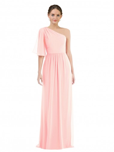 Shop One Shoulder Bell Sleeves Chiffon Maxi Bridesmaid Dress Ottawa