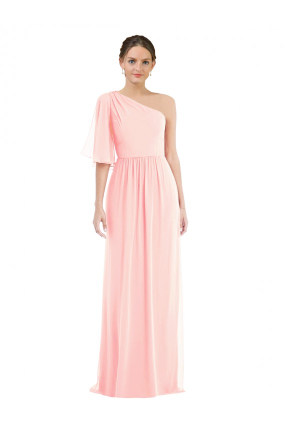 Shop One Shoulder Bell Sleeves Chiffon Maxi Bridesmaid Dress Ottawa