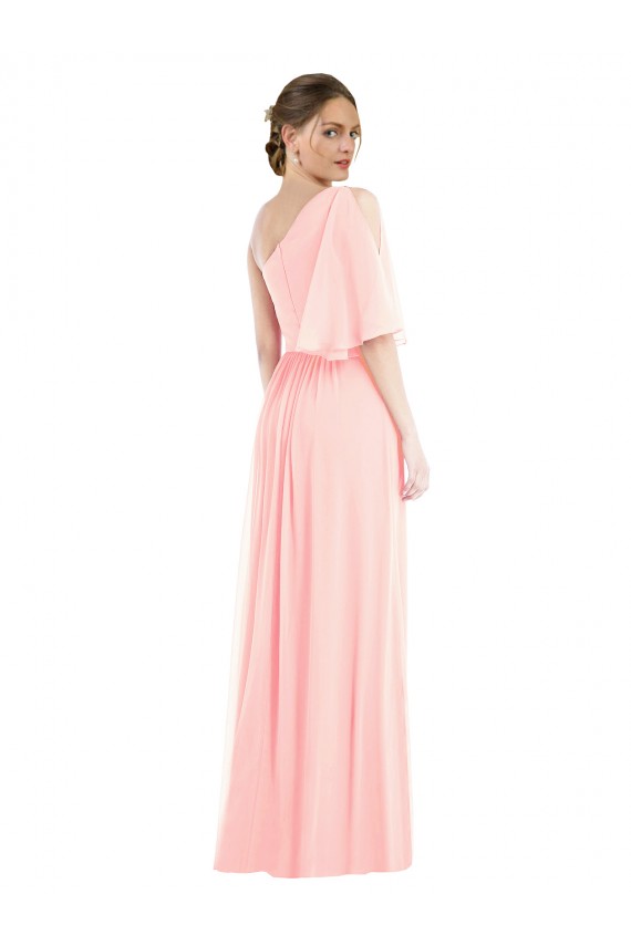 Shop One Shoulder Bell Sleeves Chiffon Maxi Bridesmaid Dress Ottawa