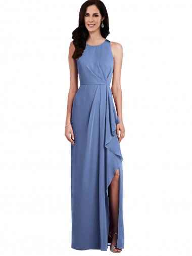 Shop Sleeveless Chiffon Bridesmaid Dress with Draped Front Slit Ottawa
