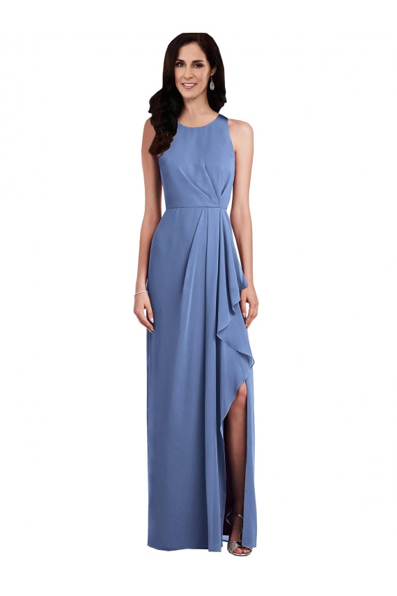 Shop Sleeveless Chiffon Bridesmaid Dress with Draped Front Slit Ottawa