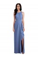 Shop Sleeveless Chiffon Bridesmaid Dress with Draped Front Slit Ottawa