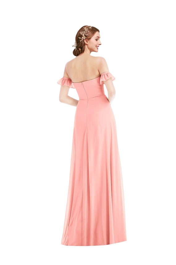 Shop Off the Shoulder Ruffle Cuff Sleeve Chiffon Maxi Bridesmaid Dress Ottawa