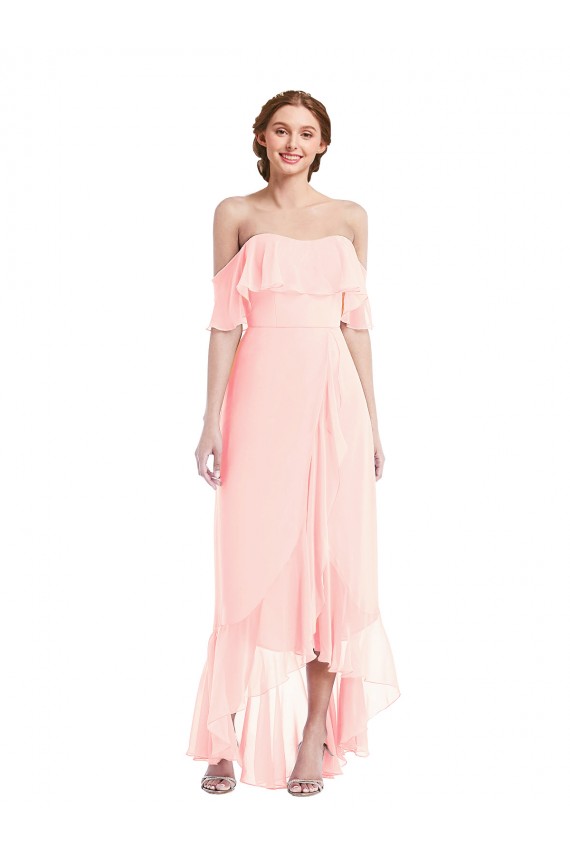 Shop Off the Shoulder Ruffled High Low Maxi Bridesmaid Dress Ottawa